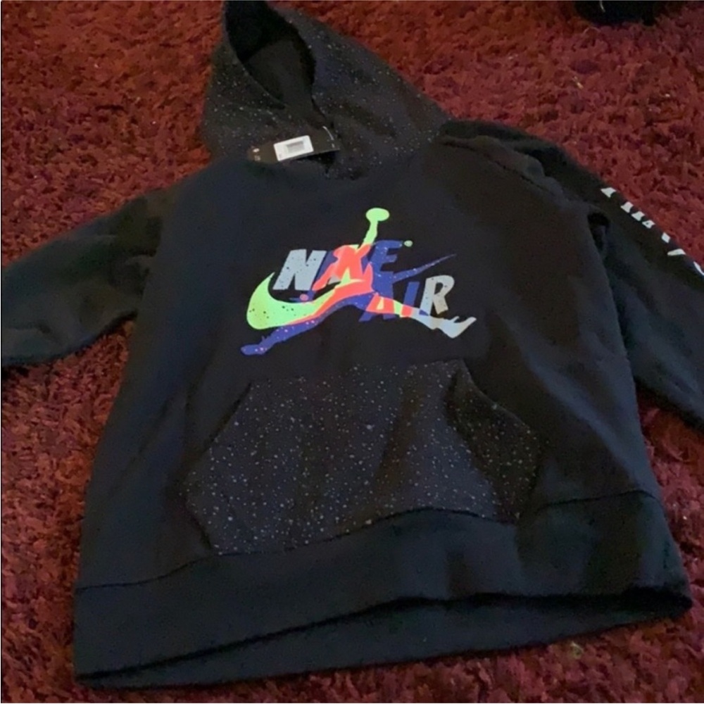 Nike Kids Black Hoodie with Colorful Logo